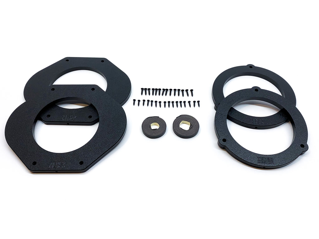 Custom Speaker Adapters -Front 6.5-inch + Rear 6.5-inch - Adapters Only - Compatible with 2015-2023 Ford F-Series Truck - Front 6.5-inch + 6.5-inch Rear,Adapters Only