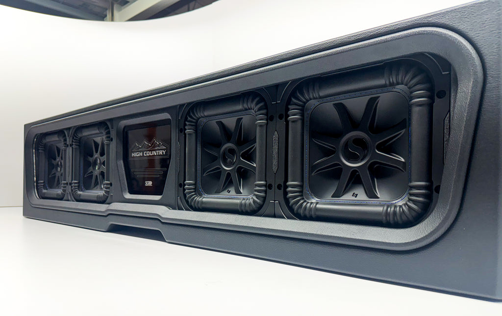 Flagship Underseat Four 8-inch Kicker L7S Subwoofer Enclosure with Loaded Amplifier Rack for 2019-2025 GM Crew Cab Trucks with Bose