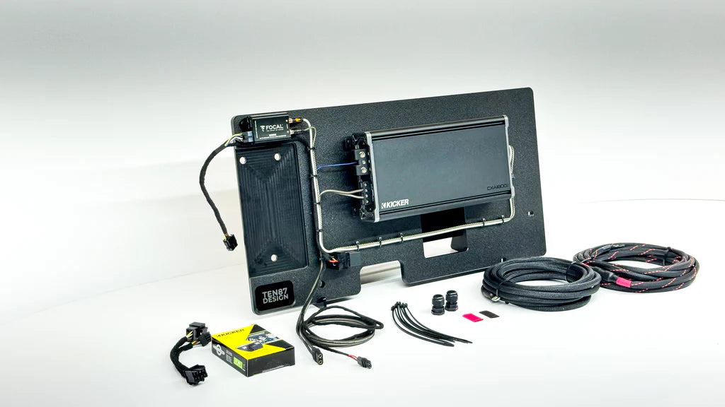 Flagship Underseat Four 8-inch Kicker L7S Subwoofer Enclosure with Loaded Amplifier Rack for 2019-2025 GM Crew Cab Trucks with Bose