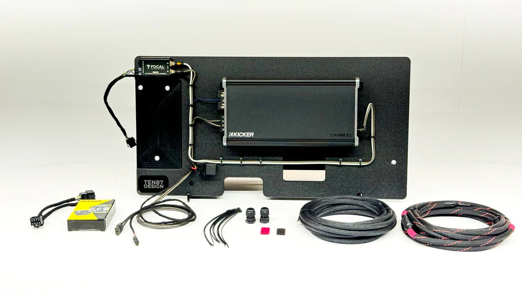 Flagship Underseat Four 8-inch Kicker L7S Subwoofer Enclosure with Loaded Amplifier Rack for 2019-2025 GM Crew Cab Trucks with Bose