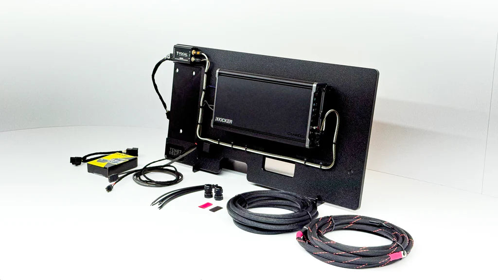 Flagship Underseat Four 8-inch Kicker L7S Subwoofer Enclosure with Loaded Amplifier Rack for 2019-2025 GM Crew Cab Trucks with Bose