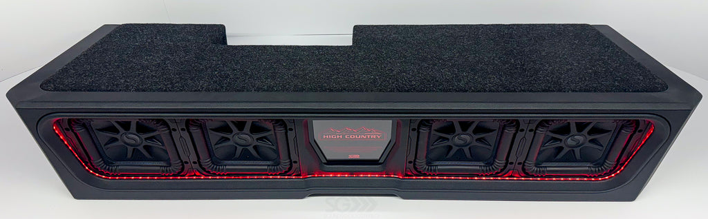 Flagship Underseat Four 8-inch Kicker L7S Subwoofer Enclosure with Loaded Amplifier Rack for 2019-2025 GM Crew Cab Trucks with Bose