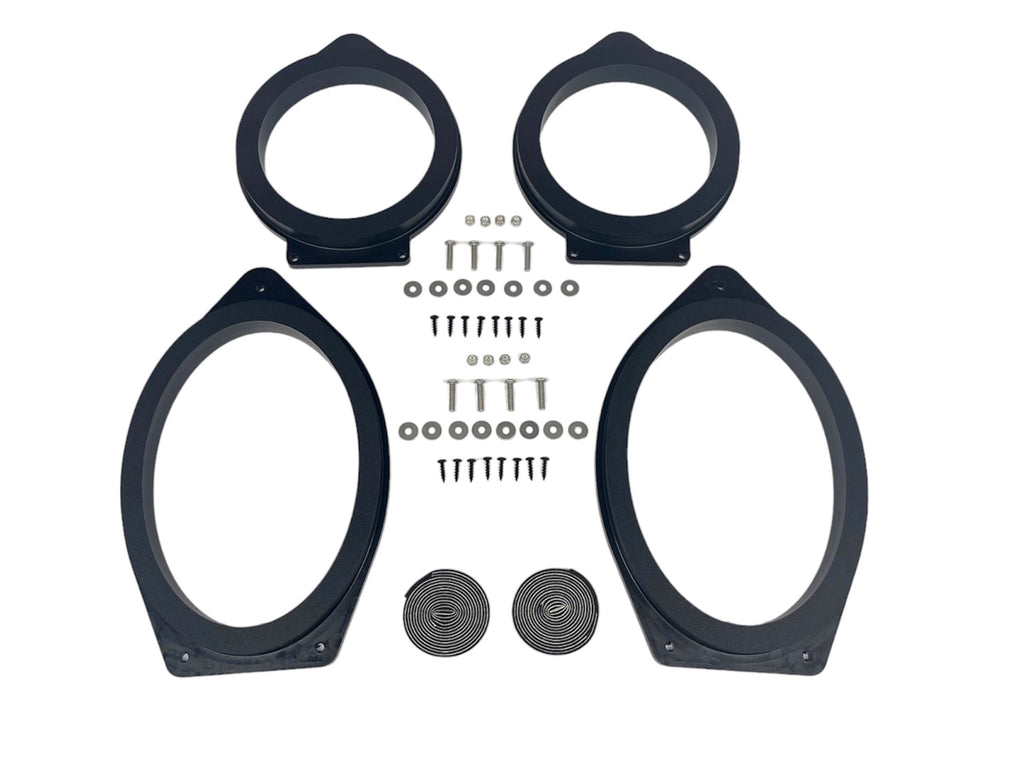 Custom Speaker Adapters -Front 6x9-inch + Rear 6.5-inch - Adapters Only - Compatible with 2014-2023 GMC/Chevrolet Vehicles - Front 6x9-inch + 6.5-inch Rear,Adapters Only