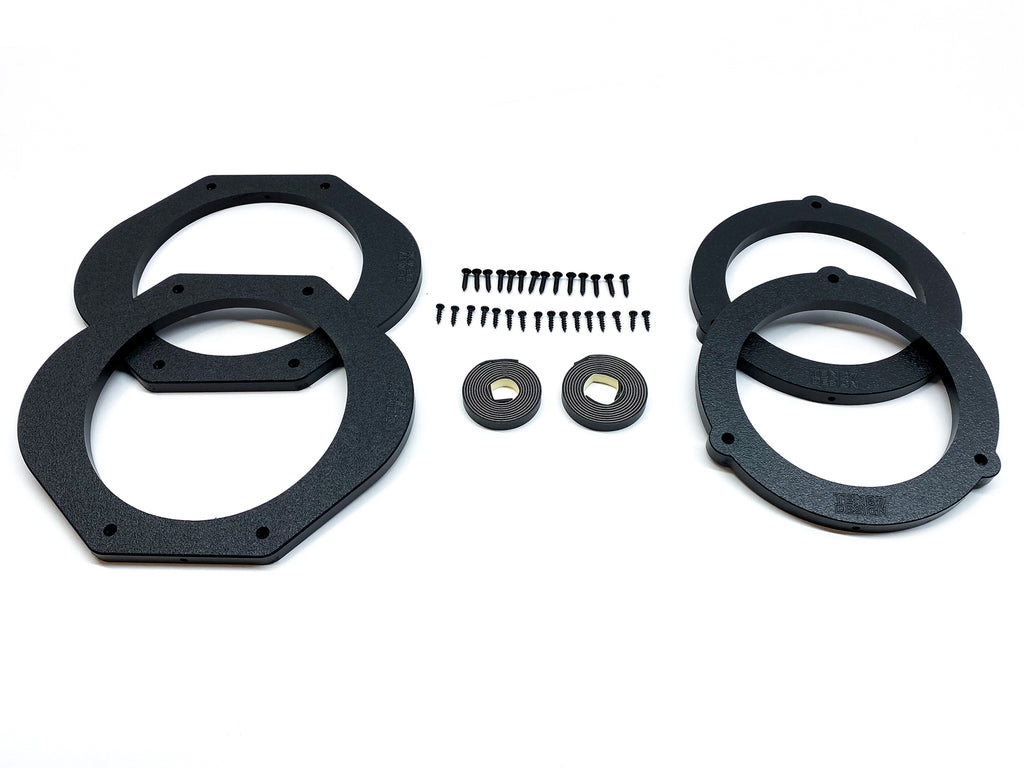 Custom Speaker Adapters -Front 8-inch + Rear 6.5-inch - Adapters Only - Compatible with 2015-2023 Ford F-Series Truck - Front 8-inch + 6.5-Inch Rear,Adapters Only