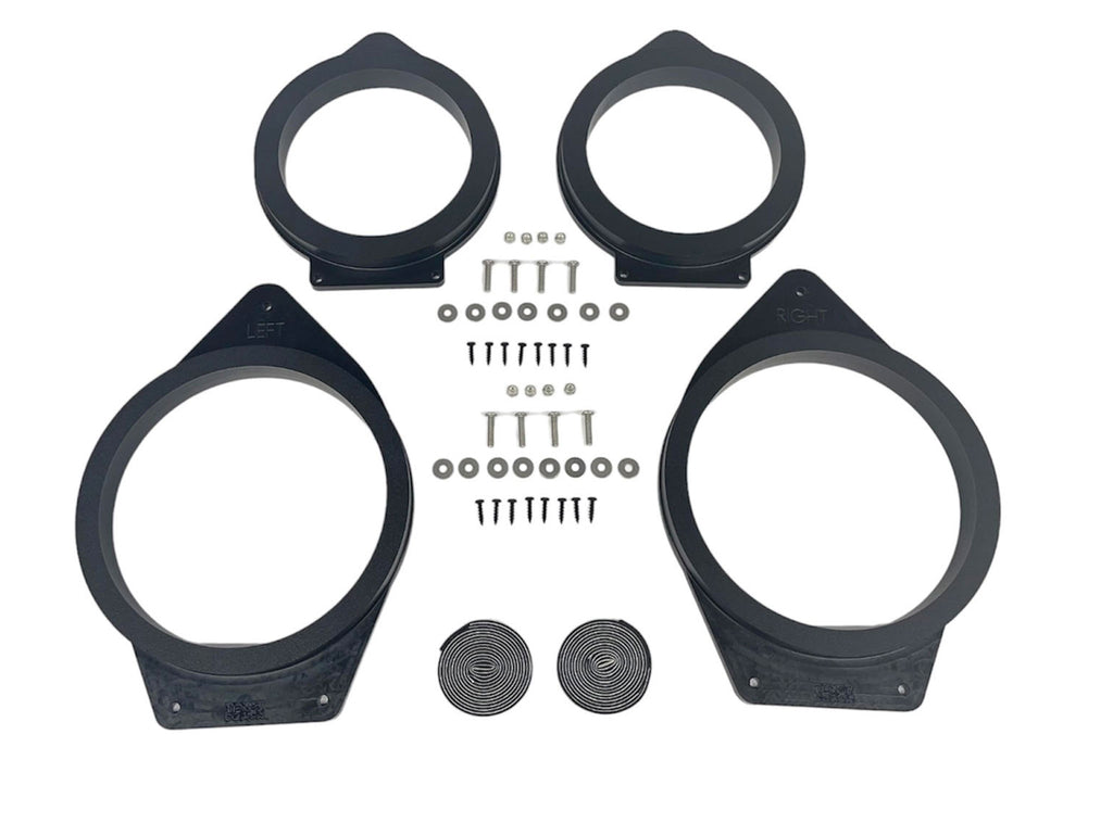 Custom Speaker Adapters -Front 8-inch + Rear 6.5-inch - Adapters Only - Compatible with 2014-2023 GMC/Chevrolet Vehicles - Front 8-inch + 6.5-Inch Rear,Adapters Only