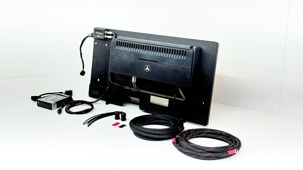 Flagship Underseat Four 8-inch JL Audio 8W3V3 Subwoofer Enclosure with Loaded Amplifier Rack for 2019-2025 GM Crew Cab Trucks with Bose