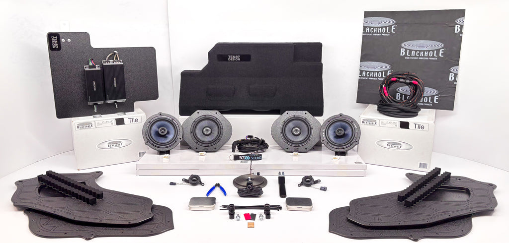 "Stealth V2" Mosconi-Gladen Audio RS Series 5-channel Passive Pre-Tuned Plug & Play Behind the Seat Stereo Upgrade for Select Ford 2023+ Super Duty and 2024+ F-150 Trucks with the Non-Amplified System