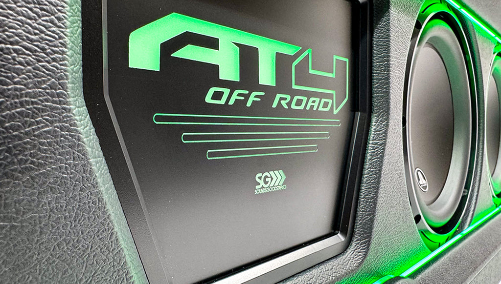 Flagship Underseat Four 8-inch JL Audio 8W3V3 Subwoofer Enclosure with Loaded Amplifier Rack for 2019-2025 GM Crew Cab Trucks with Bose