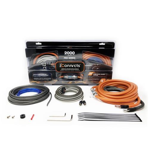 iConnects Pro Series 4AWG Complete Amplifier Installation Kit w/ RCA Cables - 2000 Watts