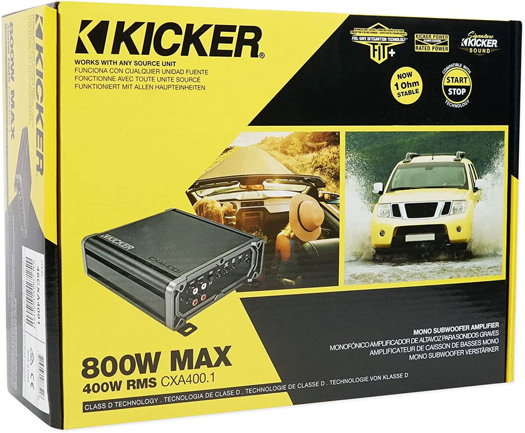 Open Box - Kicker CXA4001t CX Series High-Power 400W 1-channel Mono-Block Subwoofer Amplifier