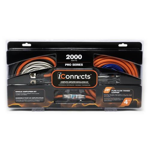 iConnects Pro Series 4AWG Complete Amplifier Installation Kit w/ RCA Cables - 2000 Watts